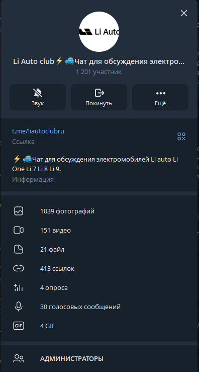 Скриншот Telegram канала Li Auto club